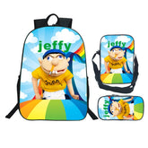 Jeffy Schoolbag Backpack Lunch Bag Pencil Case 3pcs Set Gift for Kids Students